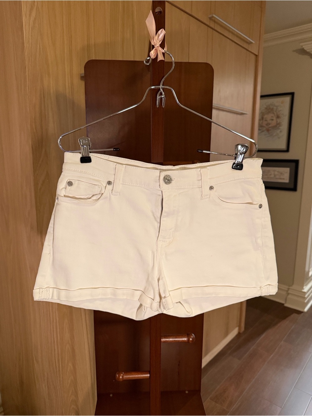 Hudson Jeans Cream Denim Jean Shorts